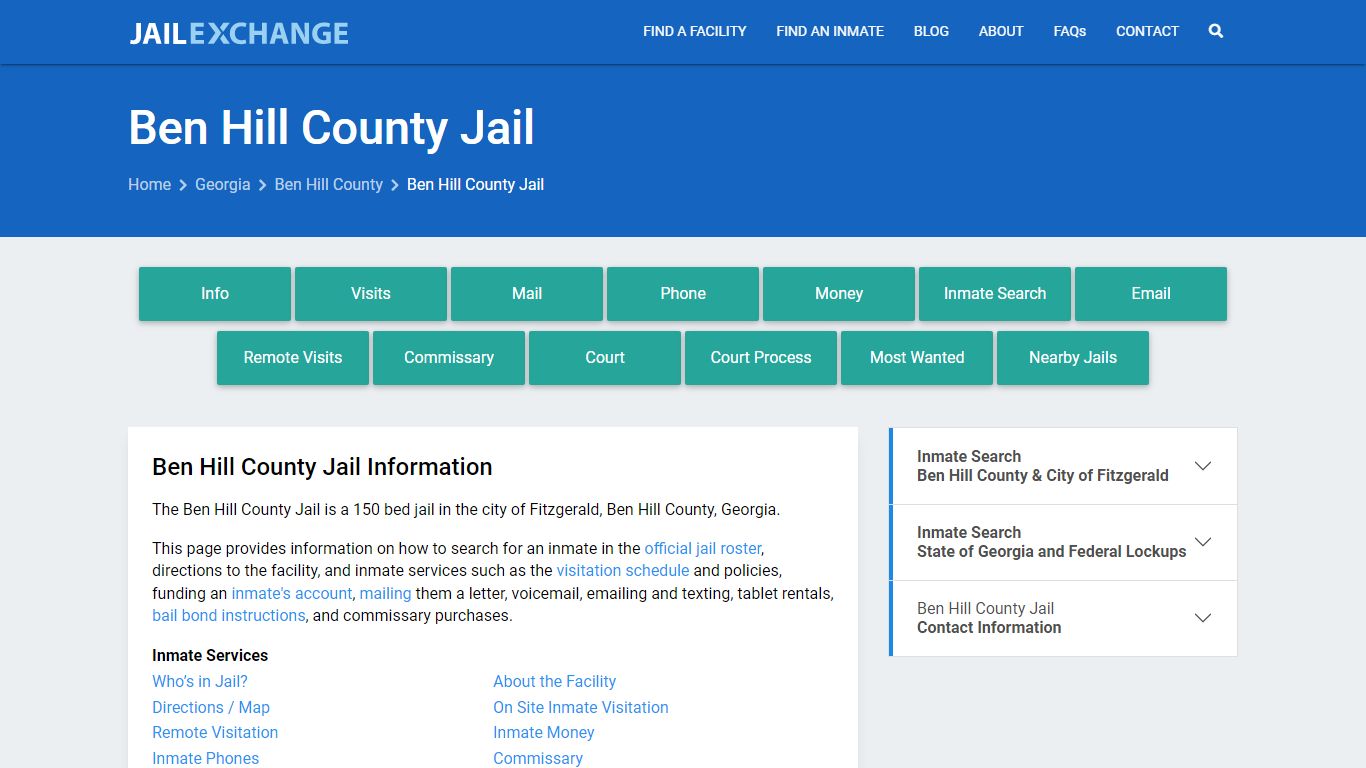 Ben Hill County Jail, GA Inmate Search, Information
